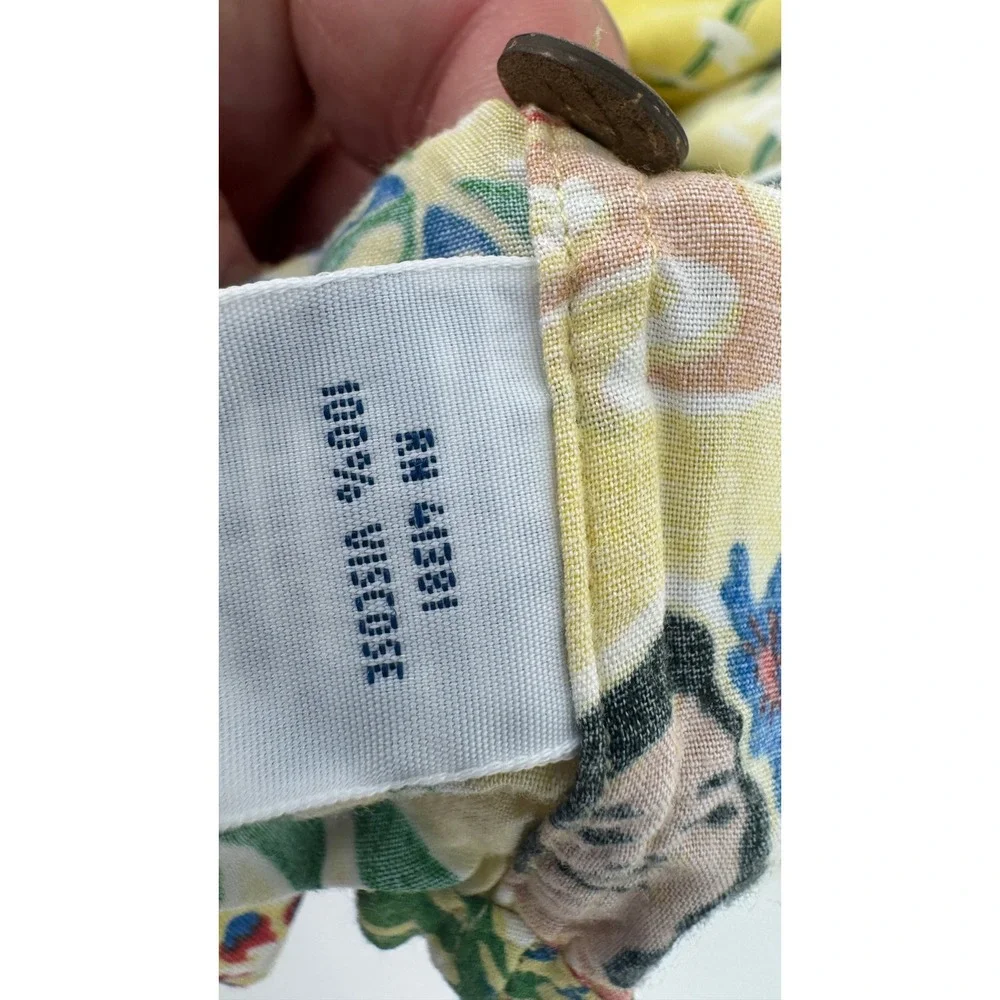 Polo Ralph Lauren Hula Girl Hawaiian Shirt Mens XL Yellow Viscose Tropical Camp